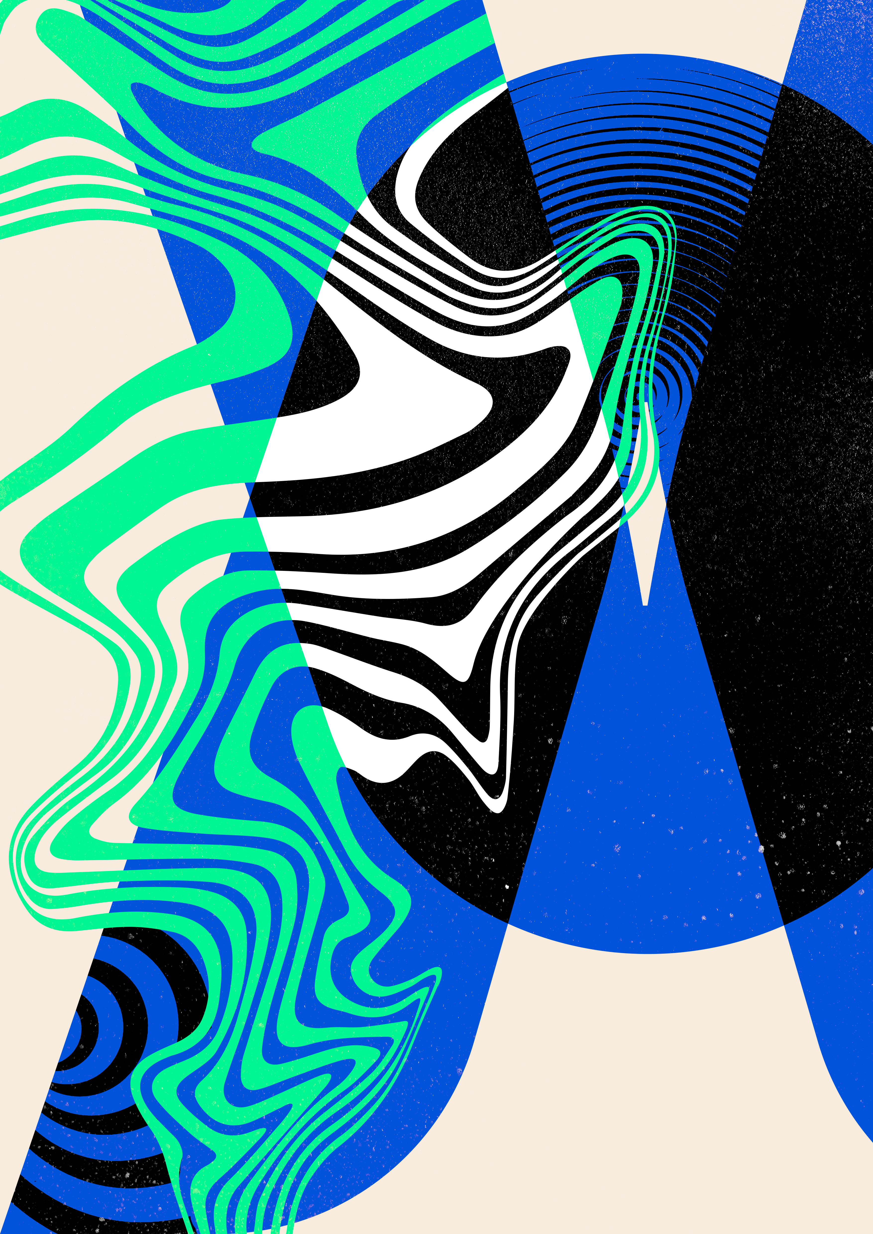 Grafismo original Avesso em ondas azuis e verdes
